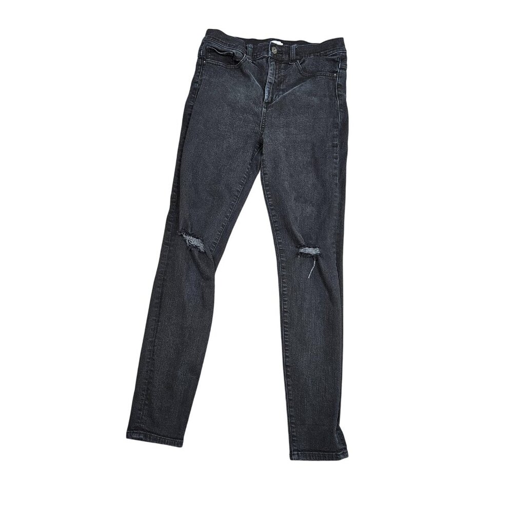 Sneak Peek Jeans‎ Womens 9 Black High Rise Skinny Distressed Denim Juniors